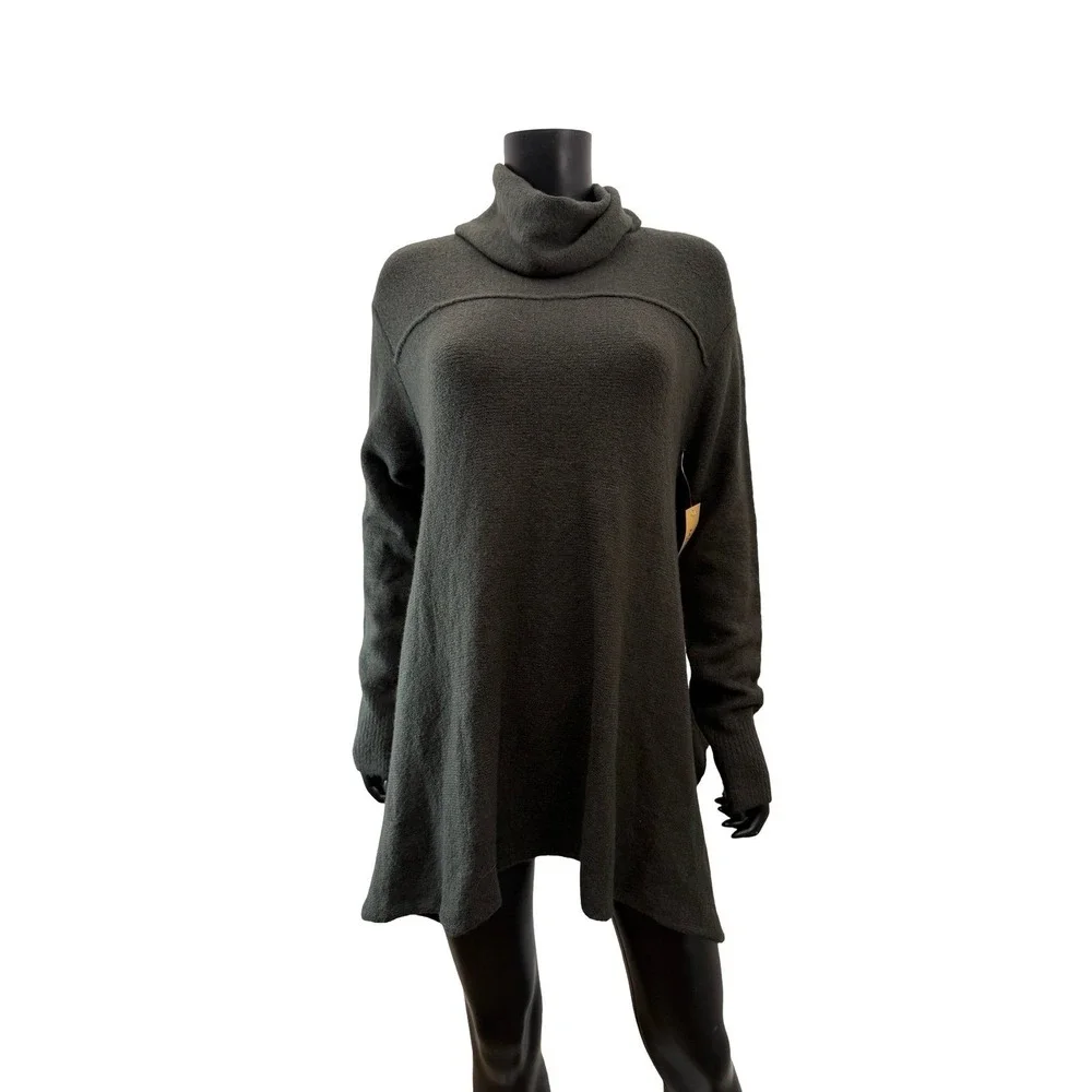 Michael Kors Black Cowl Neck Asymmetrical Hem Tunic Sweater L NWT